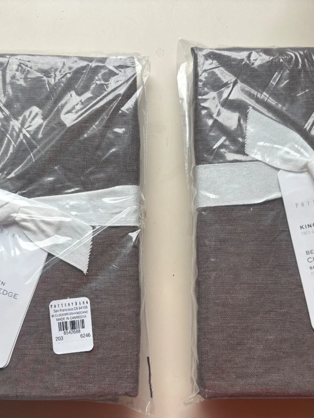 Two (2) Pottery Barn Belgian Linen King Shams- Flax